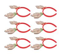 MERRYHAPY Bandeaux de Noël de Bois de Cerf 6pcs pour Filles et Garçon et Filles, Accessoires Cosplay Extensibles en Tissu Pailleté Clochettes pour Photos et Costumes