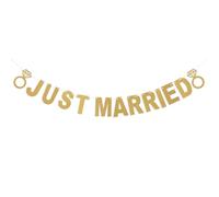 MERRYHAPY Bannière de Mariage Attachées une Corde Solide 3 Mètres Lettres Pailletées en Papier Or Réutilisables Couleur Aléatoire pour Décoration Photo Booth et Réception