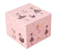 MERRYHAPY Boîte à Bijoux Musicale avec Miroir Double Couche pour Accessoires et Rangement Maquillage Danseuse Tournante Noir pour Filles et Garçon Fille