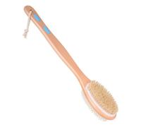 MERRYHAPY Brosse de Bain Antidérapante en Silicone Double Face Poils Durs et Souples Couleur Naturelle Brosse de Massage Manche Ergonomique Longue Peigne Nettoyage et Exfoliation du