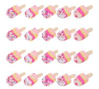 MERRYHAPY Cabochons à Dos Plat en Pâte Polymère Miniatures Glace 20 Pièces Accessoires pour Épingles à Cheveux Colorés Rose et Jaune Breloques Gourmandises pour Loisirs Créatifs et