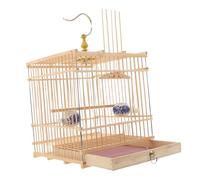 MERRYHAPY Cage à Oiseaux Carbonisé Rectangulaire Cage Carrée pour Petits Oiseaux et Pinsons Design et Élégant avec Porte Verrouillable et Plateau Amovible Habitat Suspendu Naturel pour