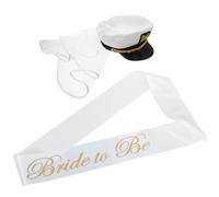 MERRYHAPY Chapeau Marin de Mariée avec Voile et Écharpe Chapeau de Capitaine Léger et Respirant pour Enterrement de Vie de Jeune Fille et Plage Style Hawaïen pour Femmes