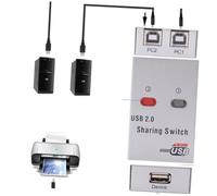 MERRYHAPY Commutateur de Partage USB 2.0 Partageur d'Ordinateur Partage Automatique Sélecteur pour Imprimante et Scanner 2 Ports Usage Bureau et Maison Argenté