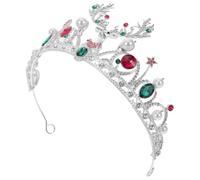 MERRYHAPY Couronne de Noël Argentée Renne Strass et Perles Accessoire de Fête Polyvalent pour Costume et Photo Hiver