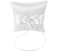 MERRYHAPY Coussin pour alliances 15x15 cm en Satin et Polyester, Coussin Porte-alliances Mariage Style européen avec décor Double nœud, Accessoire cérémonie adapté aux engagements et