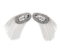 MERRYHAPY Épaulettes Argentées à Pampilles en Strass, 1 Paire de Décorations de Costume Clips Sécurisés, Accessoires Fantaisie pour Blazer, Manteau et Tenue Cérémonie, Unisexe, Style Punk