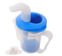MERRYHAPY Gobelet à Double Poignée pour Personnes Âgées, Capacité 250ml, Structure Pressable Contrôlable en Plastique et Silicone, pour Usage au Lit et Soins Infirmiers