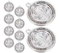 MERRYHAPY Lot de 10 Pendentifs Métal Alliage Zinc Motif Croix Saint Benoît Breloques pour Bracelets Colliers Femmes Médailles Religieuses DIY Bijoux Artisanat Protection Création