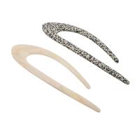 MERRYHAPY Lot de 2 Épingles à Cheveux de U en Acétate Épaissi Petites Pinces à Chignon Noires et Blanches à Pois Accessoires pour Coiffures Relevées et Buns Maintien Stable et Style