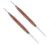 MERRYHAPY Lot de 2 stylos à ongles en silicone : stylo à vernis à double pointe, tête en silicone, manche en bois, pinceaux pour nail art, poudre à tacher, outil de perçage pour salon à domicile