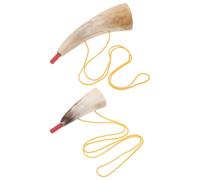 MERRYHAPY Lot de 2 Trompettes en Corne de Bœuf Viking Cornes de Guerre 20-22 CM et 11-13 CM Accessoires Cosplay Pirates et Halloween Instrument Festif Sonore Puissant Décor Médiéval