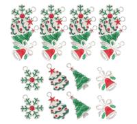 MERRYHAPY Lot de 24 Breloques Sapin de Noël en Alliage Argenté Pendentifs Festifs pour Bracelets et Colliers DIY Assortiments de Breloques Flocon Cloche et Sapin Accessoires Légers pour