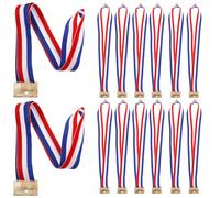 MERRYHAPY Lot de 25 Lanières pour Médailles en Polyester aux Trois Couleurs Rouge Blanc Bleu, Faciles à Enfiler et Sécurisées, pour Fêtes et Compétitions