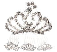 MERRYHAPY Lot de 4 Peignes à Cheveux Couronne en Strass pour Garçon et Filles, Petites Tiare Miniature avec Peigne, Accessoires Coiffure Fête Filles, Ornements Strass Solide et Confortables