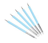 MERRYHAPY Lot De 5 Pinceaux à Ongles Silicone Double Tête, Stylo à Nail Art Bleu, Outils De Manucure Pour Gel Uv Et Décoration D’ongles Professionnels