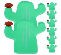 MERRYHAPY Lot de 8 Assiettes en Papier Jetables de Cactus 24x15 Cm, Vaisselle de Table Hawaïenne pour Fêtes et Pique-niques, Assiettes à Gâteaux et Hors-d'œuvre Festives, Décor Tropical