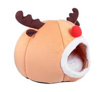 MERRYHAPY Maison pour Chat et Petit Chien de Renne Lit D’Hiver Chaud Semi-Fermé Grand Nid Douillet Intérieur en Tissu Doux pour Animaux de Compagnie Tente Cosy pour Sieste et Repos