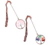 MERRYHAPY Marque-Page Métallique Vintage Pendentif Arbre de Vie en Pierres Chakra, 2 Pièces Adaptées aux Écrivains et Amateurs de Lecture