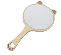 MERRYHAPY Miroir de Maquillage Créatif à Main Poignée en Bois Design Oreilles de Chat Dimensions 22 X 12 X 1 CM Léger et Portable Miroir de Poche pour Voyage et Salle de Bain