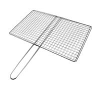 MERRYHAPY Panier à Poisson Gril, Panier à Griller Le Maïs en Acier Inoxydable Argenté, Grille à Mailles avec Poignée Ergonomique pour Viande et Crevettes, Cuisson en Extérieur Feu de Camp