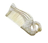 MERRYHAPY Peigne sculpté antistatique de qualité en forme de cygne en corne de bœuf fait à la main pour le lissage des cheveux
