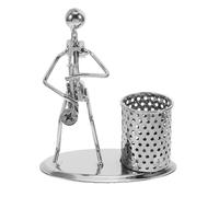 MERRYHAPY Pot à Stylo Saxophone en Fer Argenté, Modèle Musicien de Bureau | Décoration Maison et Bureau, Style Vintage Unique, Idée Présent pour Élève ou Professeur de Musique