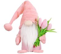 MERRYHAPY Poupée Naine Décorative Fête des Mères Tulipes Roses, en Tissu Résistant, Accessoire Créatif pour Décoration de Bureau et Maison