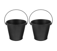 MERRYHAPY Seaux à Graisse Réduit Le Nettoyage en Tôle Noire pour Barbecue Lot de 2 Collecte D'huile Cuisson Friture en Extérieur
