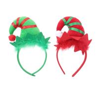 MERRYHAPY Serrage-tête De Noël 2 Pièces Taille Unique En Tissu Léger Rouge Et Vert Cornes Décorées, Accessoires Cheveux Pour Filles Et Femmes, Fête De Noël Et Carnaval