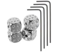 MERRYHAPY Set de 4 Boutons de Potentiomètre de Guitare Basse en Métal Argenté Finition Raffinée, Forme Dé Dice, Réglage Précis et Stable, Accessoires 4 Clés pour Remplacement