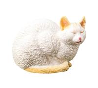 MERRYHAPY Statue De Chat pour Jardin Décoration D'extérieur, Statuette De Chat en Plastique Blanc Taille M, Décoration De Pelouse Calme Et Romantique Solide