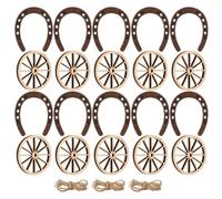 MERRYHAPY Western décoration de fête Miniature avec Roue de Chariot et Fer à Cheval en Bois pour Jardin féerique ou Anniversaire, Accessoire Lucky Horseshoe en Fer, 1 Set Facile à Placer