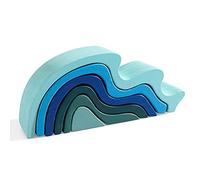 MERRYHEART Jouet empilable en bois arc-en-ciel, éléments de vagues d'eau, blocs empilables de différentes formes, blocs empilables, Waldorf et Montessori, jouet éducatif ouvert pour enfants