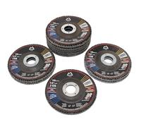 Merryland Disque à Lamelles 115 Métal pour Meuleuse d'Angle, 115mm Grain 40 60 80 120 Mixte T29 Disques à Rabat 10 Pièces, Corindon de Zirconium Acier Fer Disques Abrasifs, Craft-Line FC1107014-10