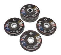 Merryland Disque à Lamelles 125 Métal pour Meuleuse d'Angle, 125mm Grain 40 60 80 120 Mixte T29 Disques à Rabat 10 Pièces, Corindon de Zirconium Acier Fer Disques Abrasifs, Craft-Line FC1108014-10