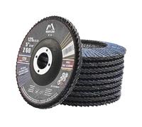 Merryland Disque à Lamelles 125 Métal pour Meuleuse d'Angle, 125mm Grain 60 T29 Disques à Rabat 10 Pièces, Corindon Bleu de Zirconium INOX Acier Fer Disques Abrasifs, Craft-Line FC1108314-10