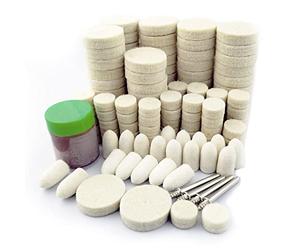 Merryland Roue de Polissage en Feutre pour Dremel 145pcs, Disque Polisseur en Feutre Pointe Polisseur 140pcs Pâte à Polir 1pcs et Mandrin 4pcs, Mini Outils Rotatifs Accessoire Électriques, RMTA145C1