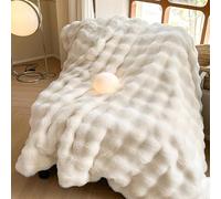 MERRYLIFE Couverture de Luxe en Fausse Fourrure de Lapin épaisse Ultra pelucheuse, Confortable, Douce, pour canapé, lit, Voyage (Beige, 127 x 152,4 cm)