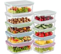 MerryNine Boîtes de conservation avec couvercle, lot de 10 en verre, récipients de préparation de repas étanches et hermétiques, boîtes à lunch en verre, adaptées au micro-ondes, au four, au