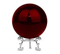 MerryNine Boule en cristal K9 pour photographie et décoration avec support métallique élégant et pochette en microfibre Rouge 80 mm