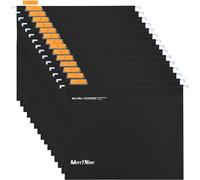 MerryNine Lot de 15 dossiers suspendus en polypropylène avec onglets et inserts de cartes pour l'école, la maison, le travail, le bureau (noir trouble)