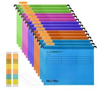 MerryNine Lot de 15 dossiers suspendus FoolsCap en polypropylène avec onglets et inserts de carte pour l'école, la maison, le travail et le bureau