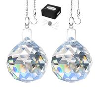 MerryNine Lot de 2 prismes en forme de boule de cristal attrape-soleil arc-en-ciel à suspendre pour fenêtres, Feng Shui, cadeau (transparent) (50 mm)