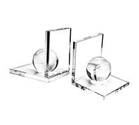 MerryNine Serre-livres innovant en cristal transparent avec boule de cristal, 1 paire de serre-livres antidérapants en forme de L pour livres lourds, étagères, ornements décoratifs, un cadeau spécial
