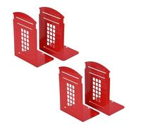 MerryNine Serre-Livres London en métal Lourd antidérapant Robuste Cadeau décoratif pour bibliothèque, Bureau, école, bibliothèque Red-2pairs