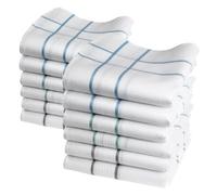MERRYSQUARE - Lot de 12 mouchoirs homme 40 x 40 cm 100% coton, blancs à fines liserés (modèle Elliott) XL