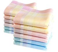 Merrysquare - Mouchoirs Femme Multicolores - Modèle Elise - Petite Taille 28cm x 28cm - 12 Pièces - 100% Coton