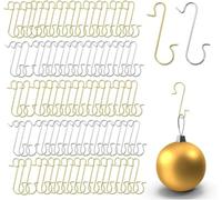MERRYXMAS Lot de 100 crochets pour arbre de Noël: crochets en or et argent - crochets en forme de S pour boules de Noël et décoration de Noël (100 pièces)