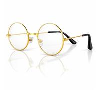 MERRYXMAS Lunettes de Père Noël rondes - Lunettes de costume - Accessoire de magicien et de Saint-Nicolas pour Noël - Lunettes de Père Noël rondes pour costume de Père Noël - Déguisement, or